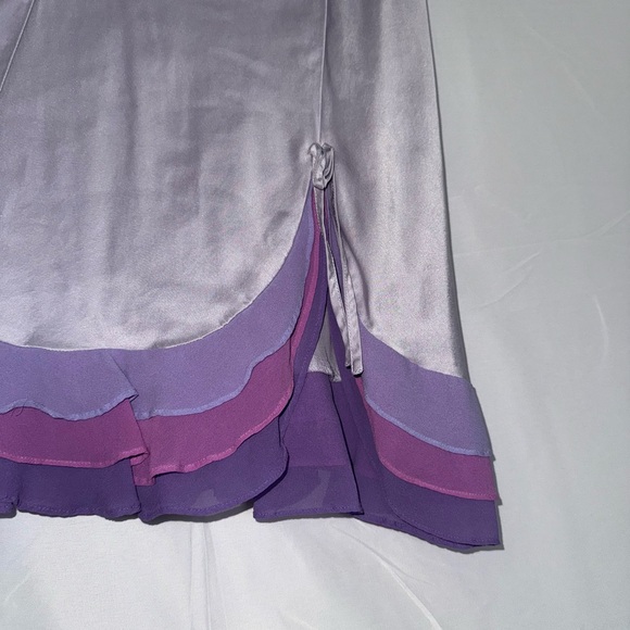 Victoria Secret 100% Silk y2k purple pink Ruffle Slip Dress w/ side slit - Picture 4 of 6